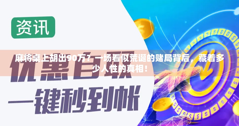 麻将桌上胡出90万?一场看似荒诞的赌局背后,藏着多少人性的真相! 麻将桌上胡出90万?一场看似荒诞的赌局背后,藏着多少人性的真相!